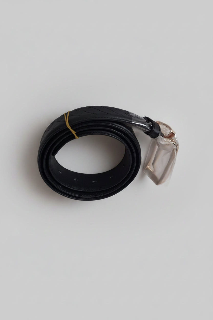 Ceinture en Cuir Véritable Noir Tressé – Élégance & Résistance
