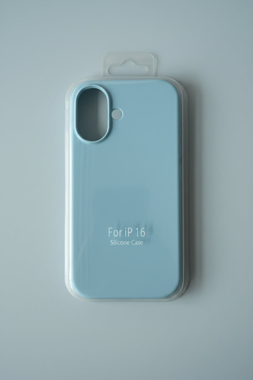 Coque Silicone pour iPhone 16 – Bleu Clair, Fine et Élégante