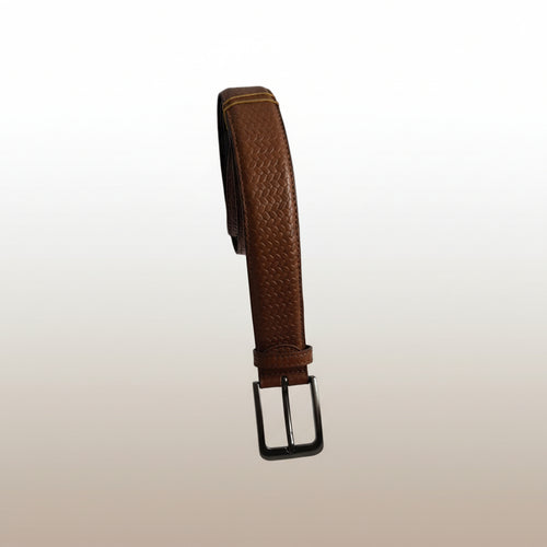 Ceinture en Cuir Véritable Marron Tressé